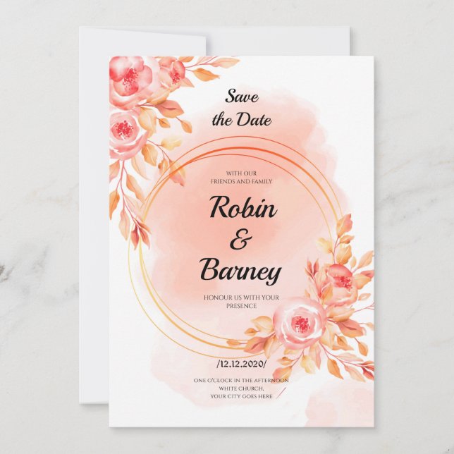 Soft Red wedding Invitation (Front)