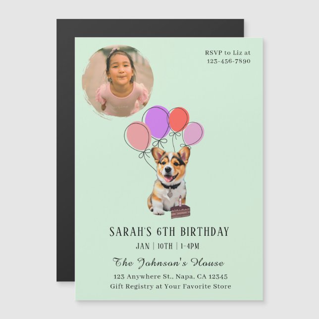 Soft Refreshing Mint Green - Fun Corgi Birthday (Front/Back)