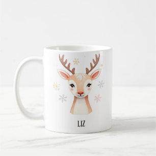Soft Reindeer Illustration   Gentle Christmas Art Coffee Mug