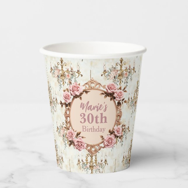 Soft Renaissance Rococo Coquette Regency Party Paper Cups (Front)