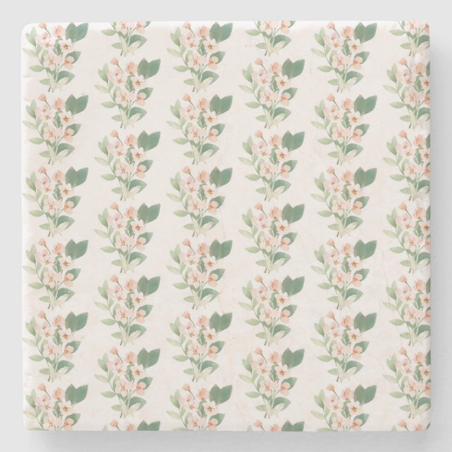 Soft Retro Floral Arrangement  Stone Coaster (Front)
