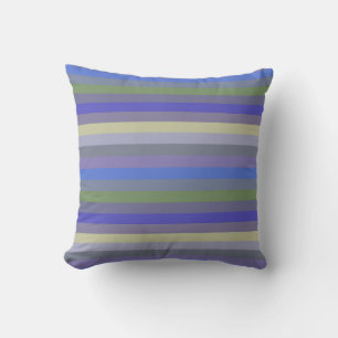 Soft Retro Rainbow Horizontal Stripes Throw Pillow