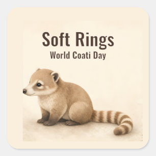 Soft Rings World Coati Day Square Sticker