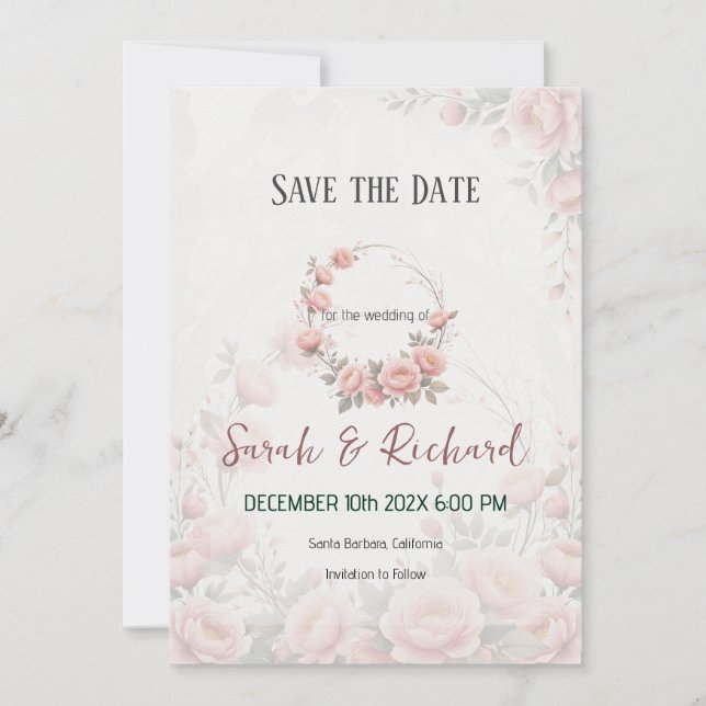 Soft Romantic Paper Garden Save the Date  (Front)
