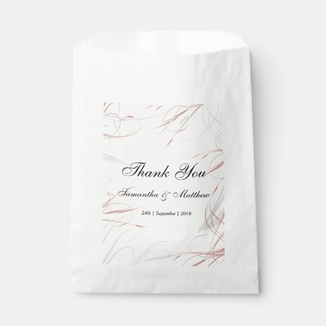 Soft Rose and Grey Flourishes Favour Bag (Front)
