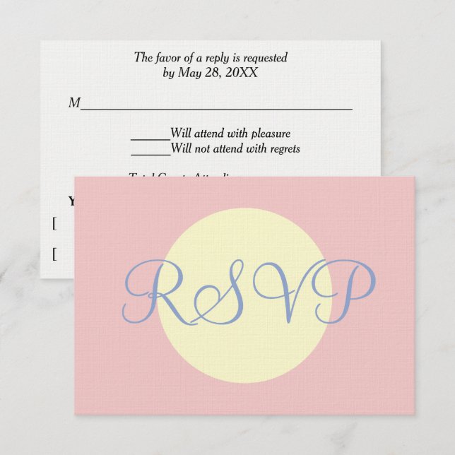 Soft Rose Blue Pastel Geometric Wedding RSVP (Front/Back)