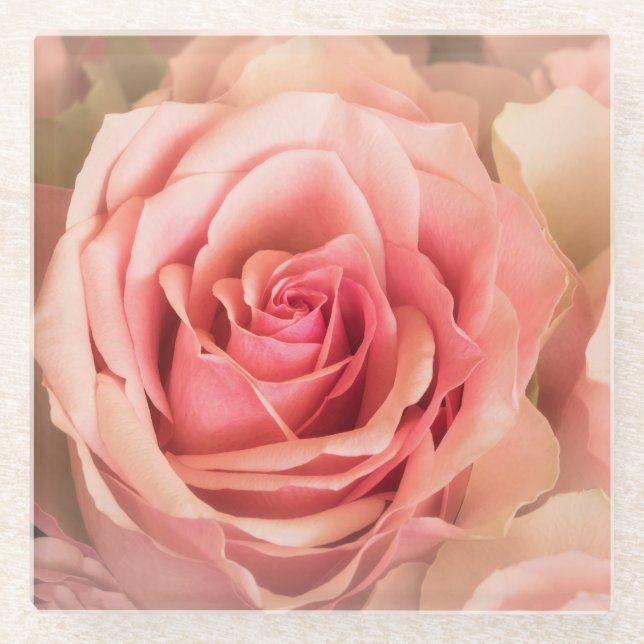 Soft Rose Blush Glass Coaster (Front)