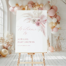 Soft rose Boho Arch Baby shower fille Bienvenue