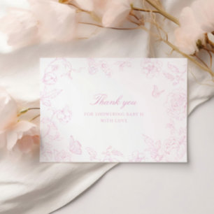 Soft Rose Chinoiserie Baby Shower Thank You Card
