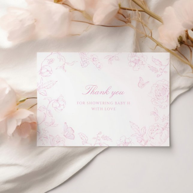 Soft Rose Chinoiserie Baby Shower Thank You Card (Creator Uploaded)