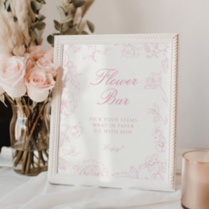 Soft Rose Chinoiserie Flower Bar Poster