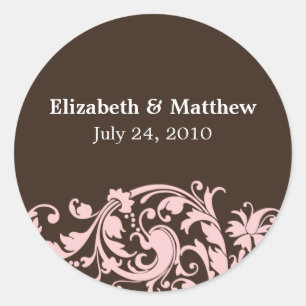 Soft rose et Brown mariage Swirl Favor Étiquette