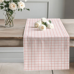Soft Rose Gold Plaid Runner for Cozy Meals