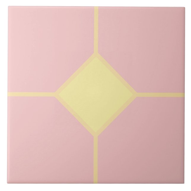 Soft Rose pink and light apricot diamond cross Tile (Front)