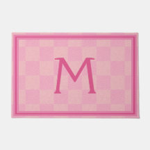 Soft Rose Pink Buffalo Plaid Monogram