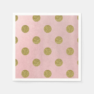 Soft Rose Pink Gold Glitter Glam Polka Dots Party Napkin