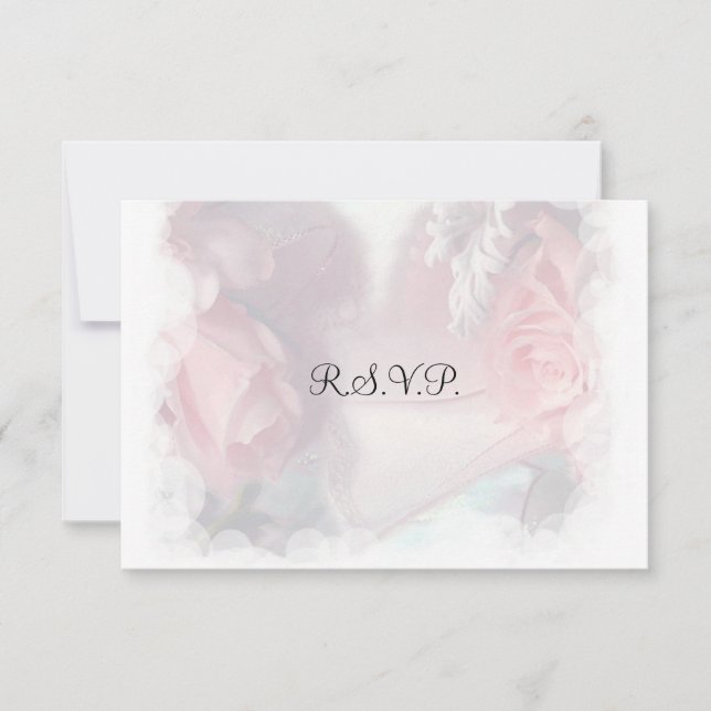 Soft Rose Roses Mariage RSVP (Devant)