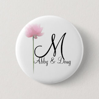 Soft rose with monogram 2 inch round button