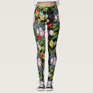 Soft roses black Field roses Leggings