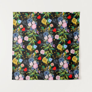 Soft roses black Field   roses Tapestry