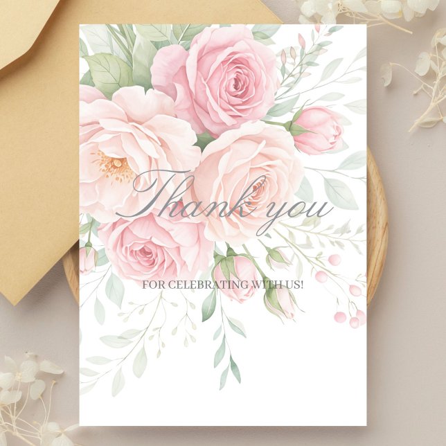 soft roses floral thank you card (Creator Uploaded)