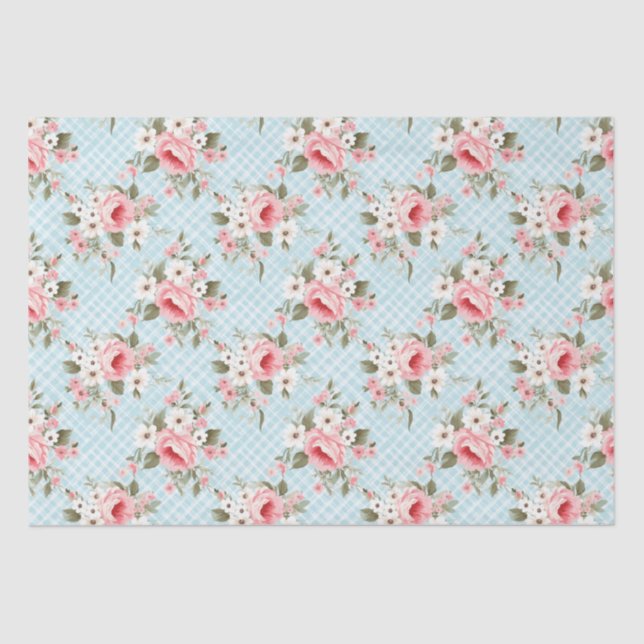 Soft roses shabby chic tissue paper (Front)