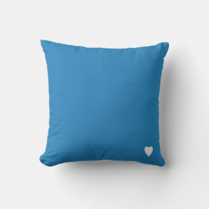 Soft Royal Pastel Blue Solid Colour With Heart Throw Pillow