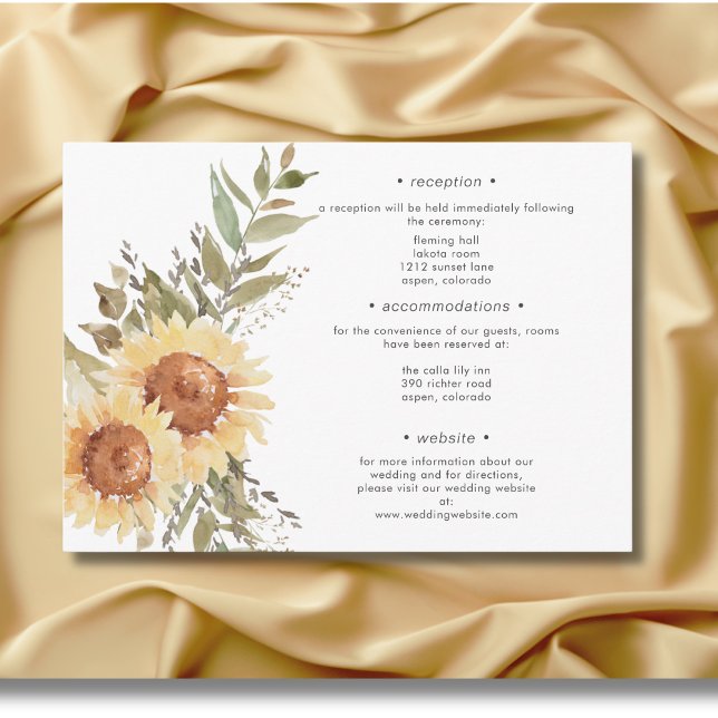 Soft Rustic Large Boho Sunflowers Wedding Details Enclosure Card (Soft Rustic Large Boho Sunflowers Wedding Details Enclosure Card)