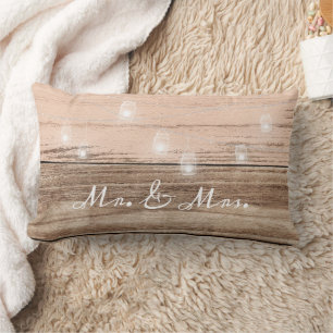 Soft Rustic Wood with Lights Customizable Lumbar Pillow