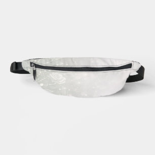 Soft sage and frosted white florals AI art Fanny Pack