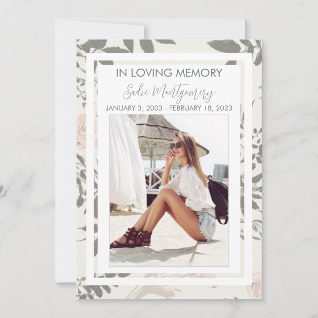 Soft sage and pink funeral program (Front)