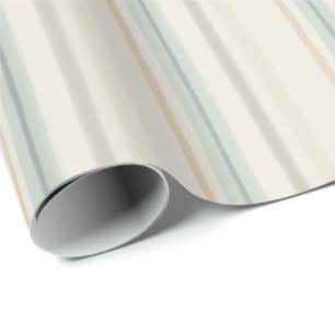 Soft Sage Blue and Ochre Watercolor Stripes Wrapping Paper