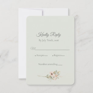 Soft Sage Botanical Wedding RSVP Card