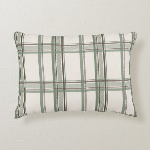 Soft Sage Cream Plaid Aesthetic Accent Pillow