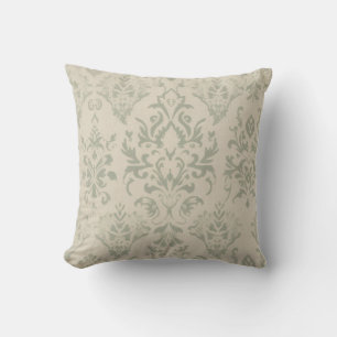 Soft Sage Damask Decorative Throw Pillow