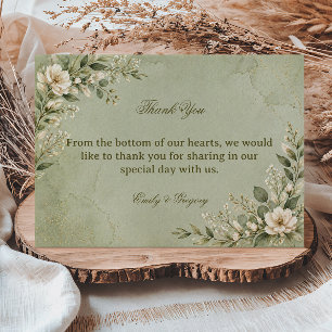 Soft Sage Floral Thank You Card