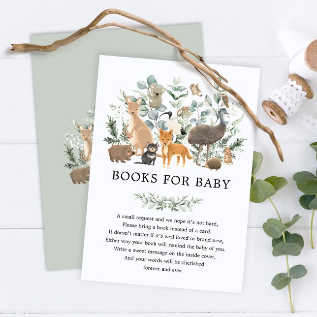 Soft Sage Green Australian Animals Books for Baby Enclosure Card (Creator Uploaded)