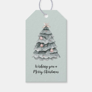 Soft Sage Green Christmas Blush Tree Ornament Gift Tags