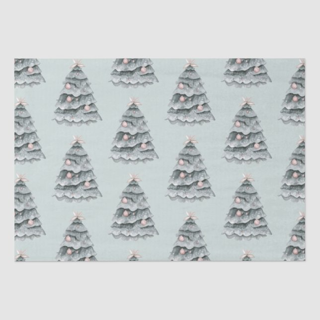 Soft Sage Green Christmas Blush Tree Ornament Tissue Paper (Front)