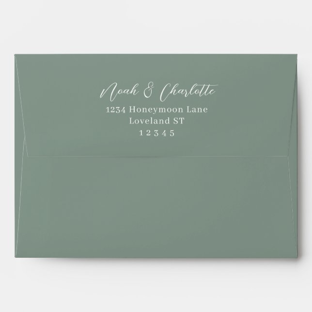Soft Sage Green Earth Tones Wedding  Envelope (Back (Top Flap))