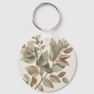 Soft Sage Green Eucalyptus Leaves Botanical Keychain