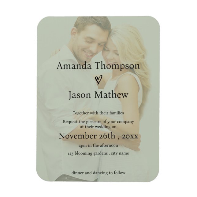 Soft Sage Green Vellum Style Wedding Invitation Magnet (Vertical)