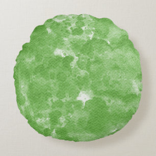 Soft Sage Green Watercolor Marble Pattern Round Pillow