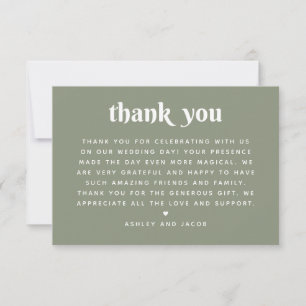 Soft Sage Green Wedding   Modern Clean Nature Thank You Card