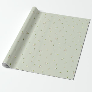 Soft Sage Japanese Lily of the Valley Floral Patte Wrapping Paper