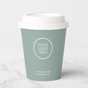 Soft Sage Minimalist Business Logo Corporate Paper Cups