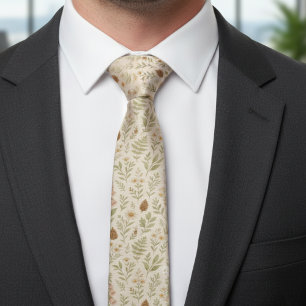 Soft Sage Neutral Wildflower Botanical  Tie