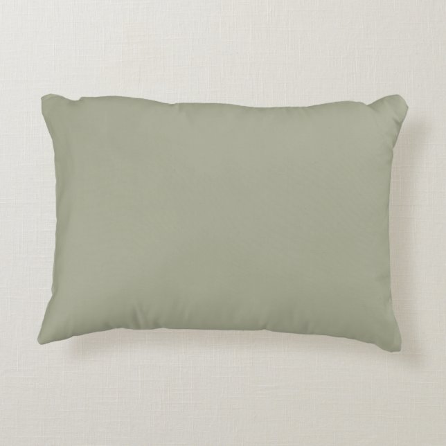 Soft Sage Pastel Green Solid Colour - Olive Sprig Accent Pillow (Back)