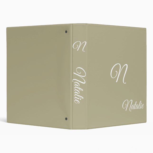  Soft  sage solid colour monogrammed Binder (Background)