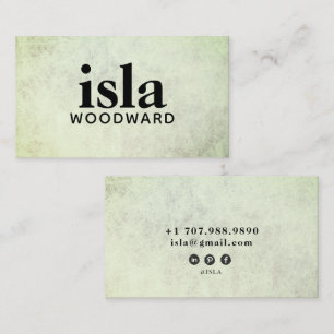 Soft Sage Texture Bold Typography Calling Card